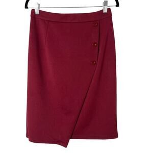 Grace Karin Women's Faux Wrap Pencil Skirt Size M Maroon Red Ponte Knit Stretch